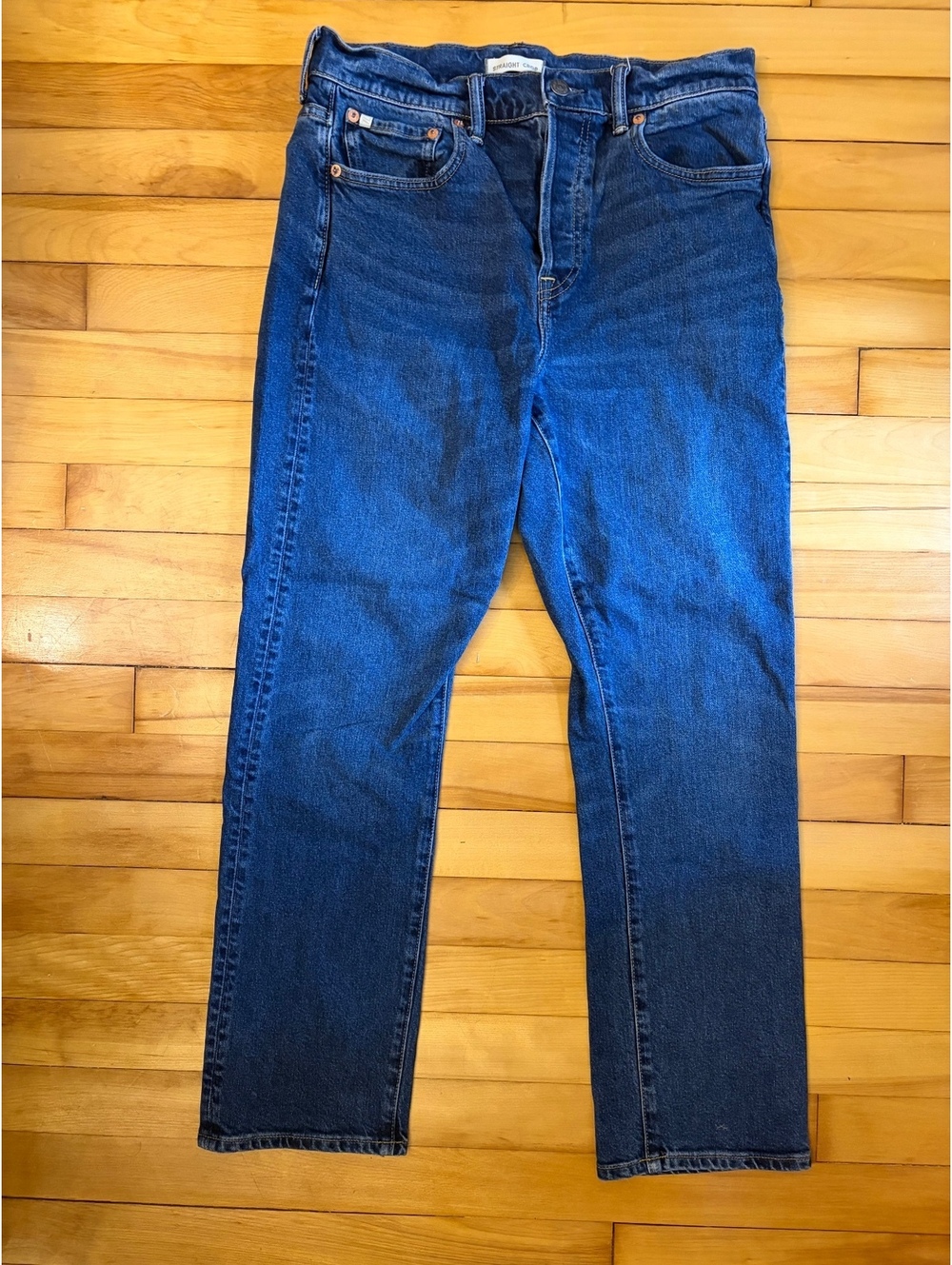 American Eagle Straight Crop Blue Denim Jeans Size 30